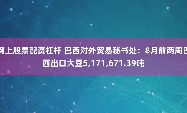 网上股票配资杠杆 巴西对外贸易秘书处：8月前两周巴西出口大豆5,171,671.39吨