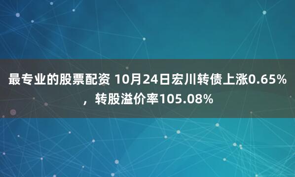 最专业的股票配资 10月24日宏川转债上涨0.65%，转股溢价率105.08%