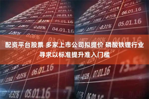 配资平台股票 多家上市公司拟提价 磷酸铁锂行业寻求以标准提升准入门槛